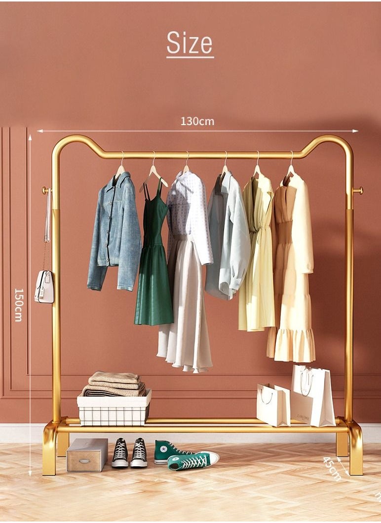 Merry Moments - Modern Clothes Rack Garment Rack Clothing Rack Clothes Hangers Freestanding for Home Hotel Retail Metal Shelf Gold Colour H150xL130xW45 cm - Image 1