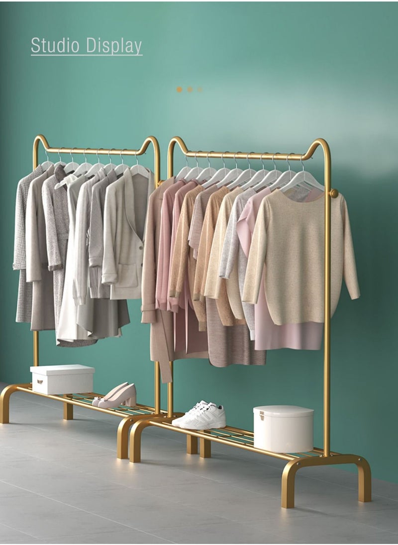 Merry Moments - Modern Clothes Rack Garment Rack Clothing Rack Clothes Hangers Freestanding for Home Hotel Retail Metal Shelf Gold Colour H150xL130xW45 cm - Image 1