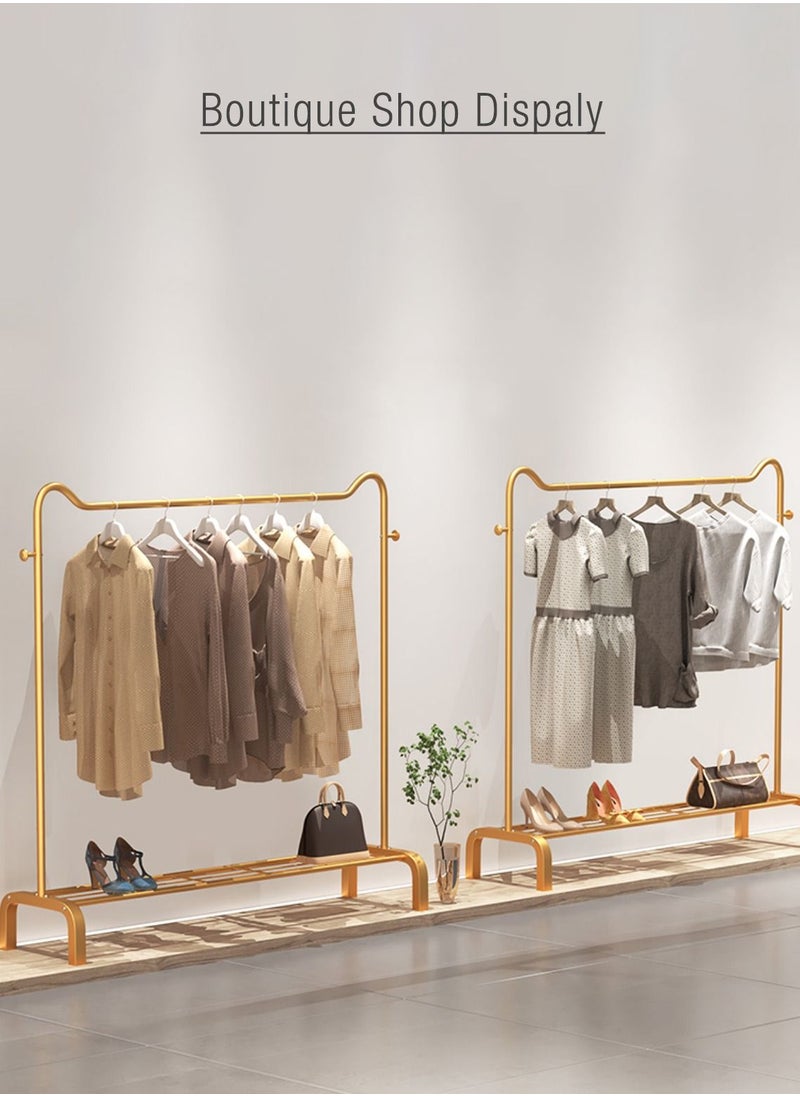 Merry Moments - Modern Clothes Rack Garment Rack Clothing Rack Clothes Hangers Freestanding for Home Hotel Retail Metal Shelf Gold Colour H150xL130xW45 cm - Image 1