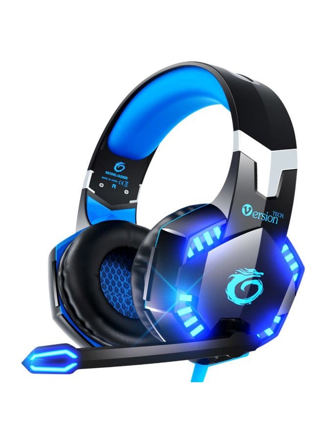 VersionTECH G2000 Stereo Gaming Headset for Xbox One PS4 PC, Surround Sound Over-Ear Headphones with Noise Cancelling Mic, LED Lights, Volume Control for Laptop, Mac, PS3, Nintendo Switch Games -Blue - Image 1