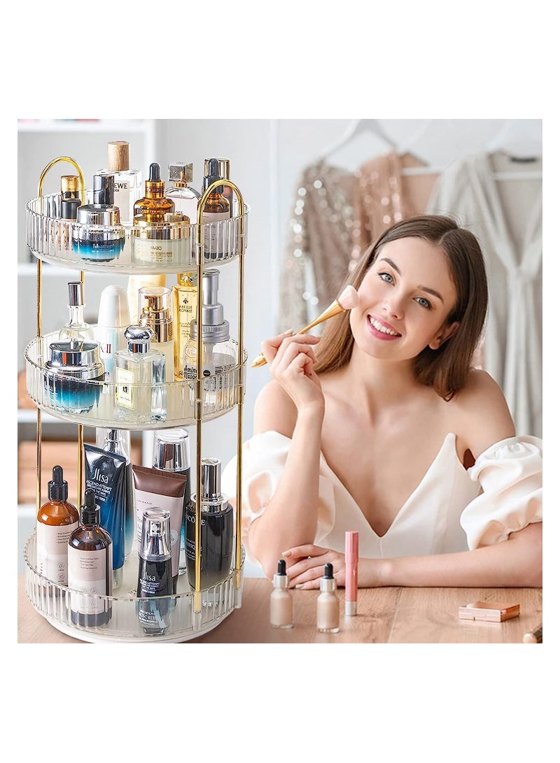 Sharpdo Rotating Makeup Organizer for Vanity 3 Tier, High-Capacity Skincare Clear Make Up Storage Perfume Organizers Cosmetic Dresser Organizer Countertop 360 Spinning - Image 4