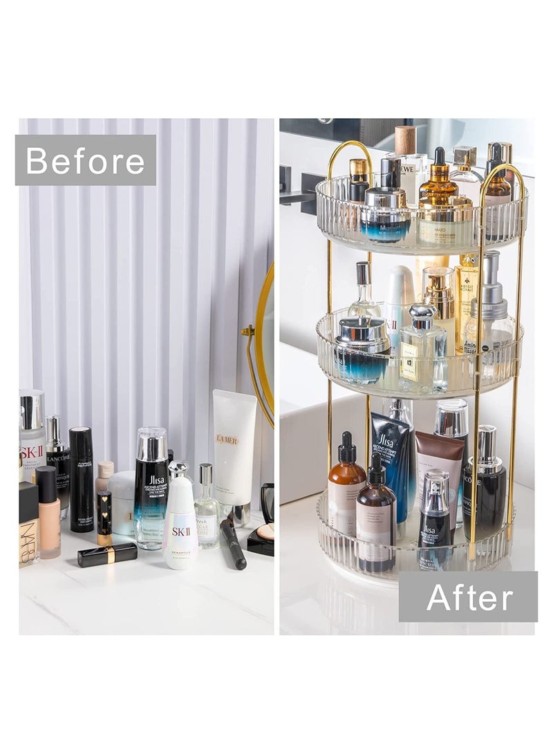 Sharpdo Rotating Makeup Organizer for Vanity 3 Tier, High-Capacity Skincare Clear Make Up Storage Perfume Organizers Cosmetic Dresser Organizer Countertop 360 Spinning - Image 5