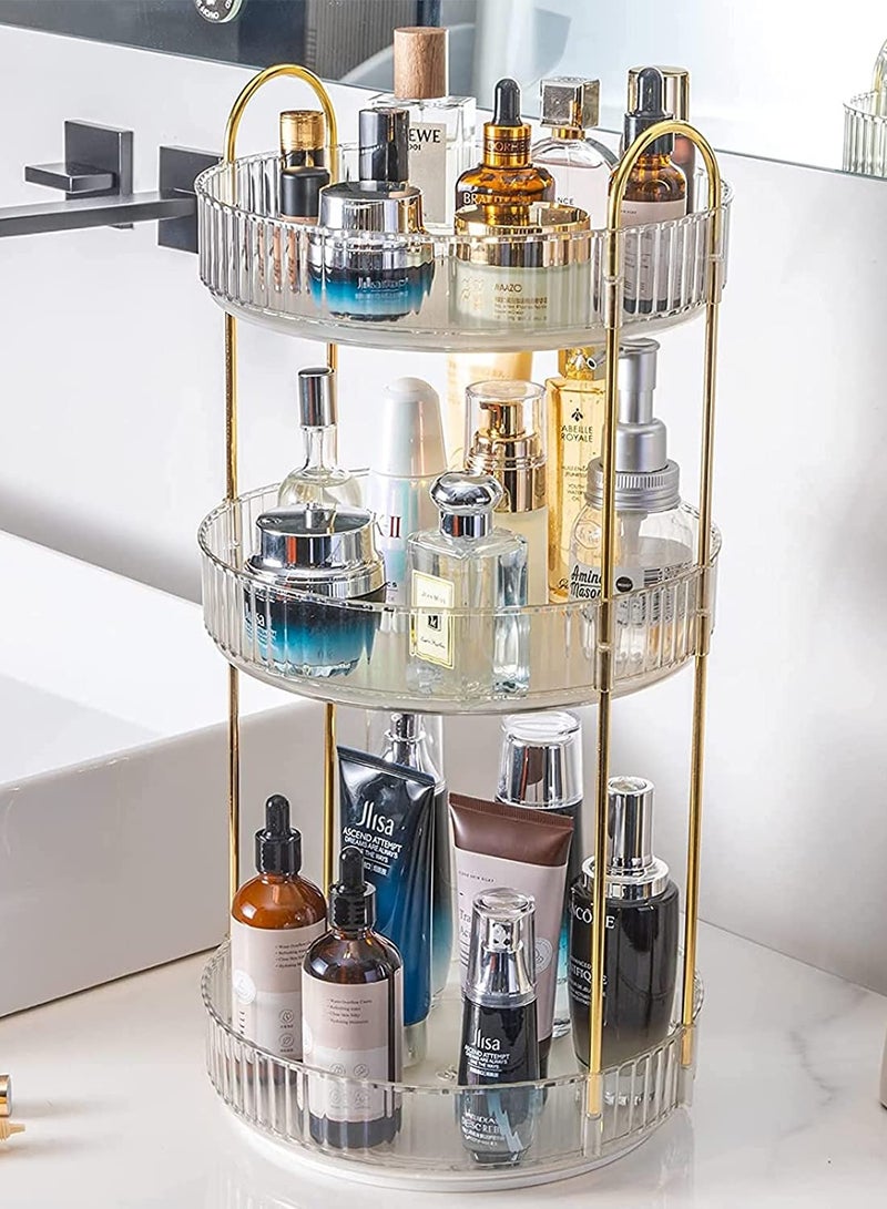 Sharpdo Rotating Makeup Organizer for Vanity 3 Tier, High-Capacity Skincare Clear Make Up Storage Perfume Organizers Cosmetic Dresser Organizer Countertop 360 Spinning - Image 3