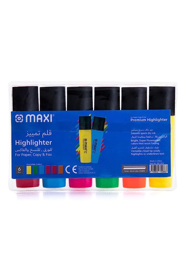 Maxi Maxi 6-Piece Premium Highlighter Multicolour 