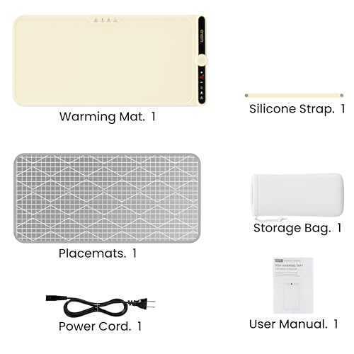 Enem Food Warmer Electric, with Extra Head Pad, Food Warming mat, Food Warmer Electric, 1 Year Warranty & Full Customer Support from Enem, Heat Pad with Adjustable Temperature Levels, 60 * 38 cm - Image 2