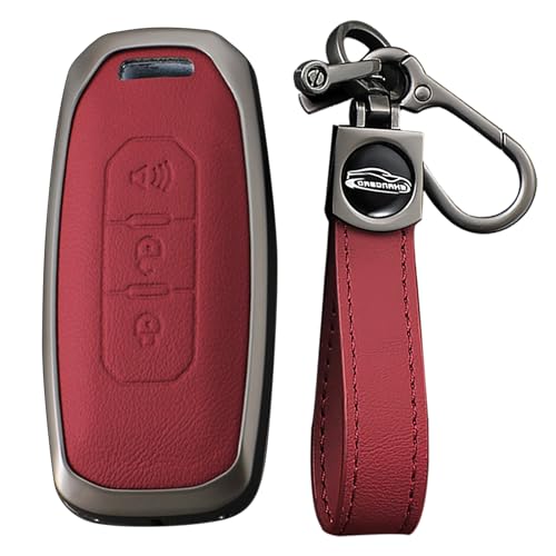 KUNIO Car Key Fob Cover Case Fit for Ford Taurus Territory 2024 2025 Territory EV Equator EcoBoost Zinc Alloy Key Holder Key Shell Keychain Car Accessory Key Fob Housing Klaxon Button B Red - Image 1