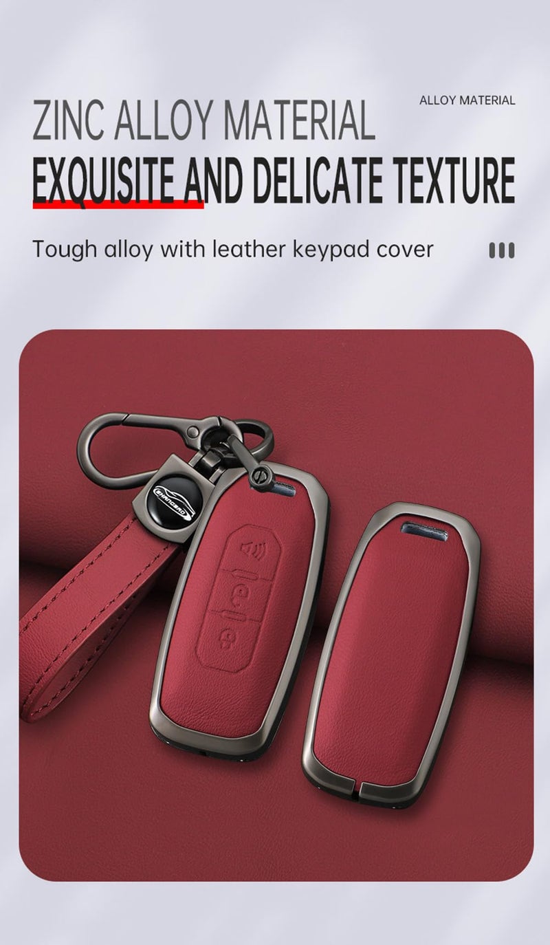 KUNIO Car Key Fob Cover Case Fit for Ford Taurus Territory 2024 2025 Territory EV Equator EcoBoost Zinc Alloy Key Holder Key Shell Keychain Car Accessory Key Fob Housing Klaxon Button B Red - Image 3