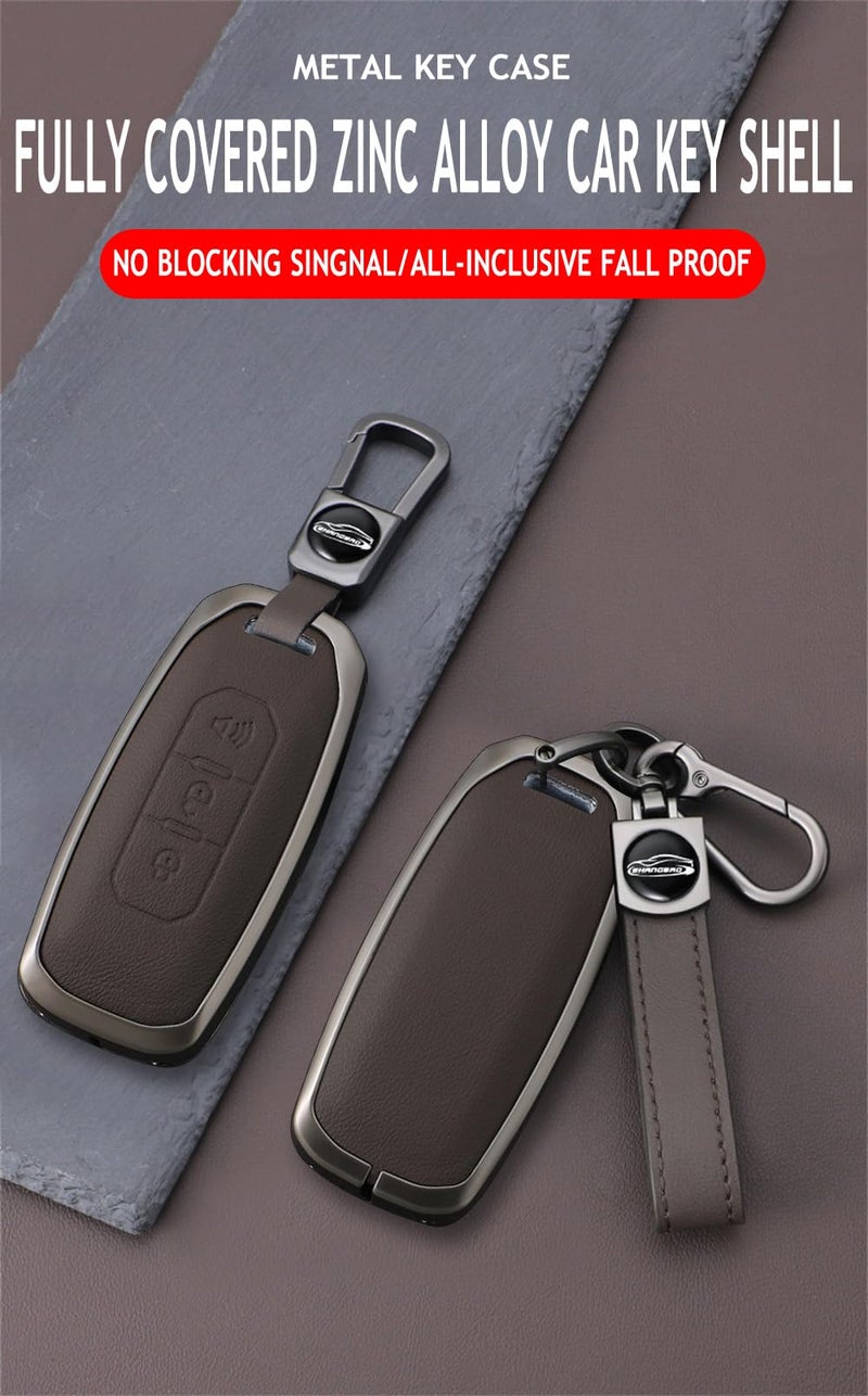 KUNIO Car Key Fob Cover Case Fit for Ford Taurus Territory 2024 2025 Territory EV Equator EcoBoost Zinc Alloy Key Holder Key Shell Keychain Car Accessory Key Fob Housing Klaxon Button B Red - Image 4