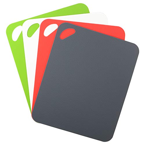 Dexas Heavy Duty Cutting Board Grippmat, Flexible Cutting Boards for Kitchen, Set of 4, Non Slip Plastic Board Cutting Mat 11.5 by 14 Inches Gray, Red, White and Green Set, Kitchen Gadgets - Image 1