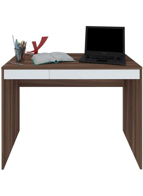 College Desk With 2 Drawers Multi Functional Compact Table Ipe With White W 101 X D 45 X H 75.3 Cm.