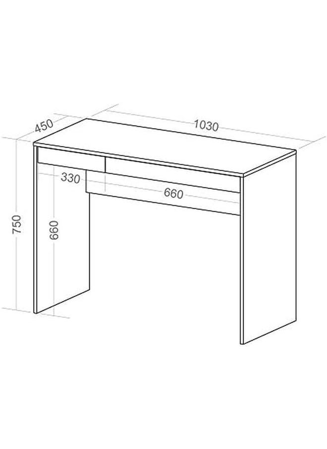 Generic - College Desk With 2 Drawers Multi Functional Compact Table Ipe With White W 101 X D 45 X H 75.3 Cm. - Image 1