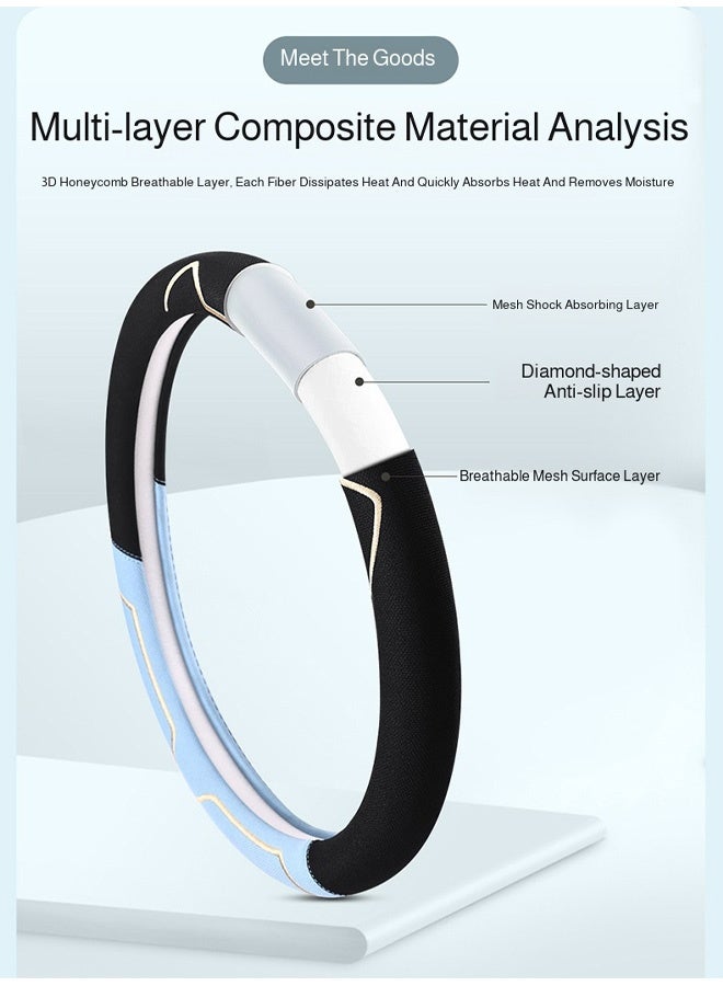 Car steering wheel cover, suitable for summer, with cool touch and anti-slip properties. Universal type, diameter 36-40 centimeters. Suitable for most sedans, SUVs, trucks, and vans. - Image 4