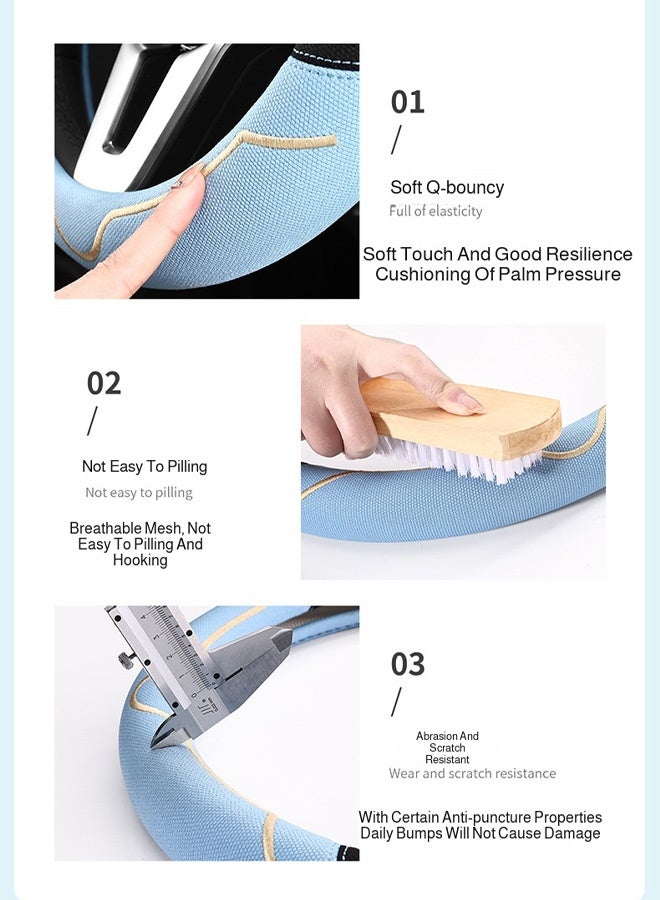 Car steering wheel cover, suitable for summer, with cool touch and anti-slip properties. Universal type, diameter 36-40 centimeters. Suitable for most sedans, SUVs, trucks, and vans. - Image 5