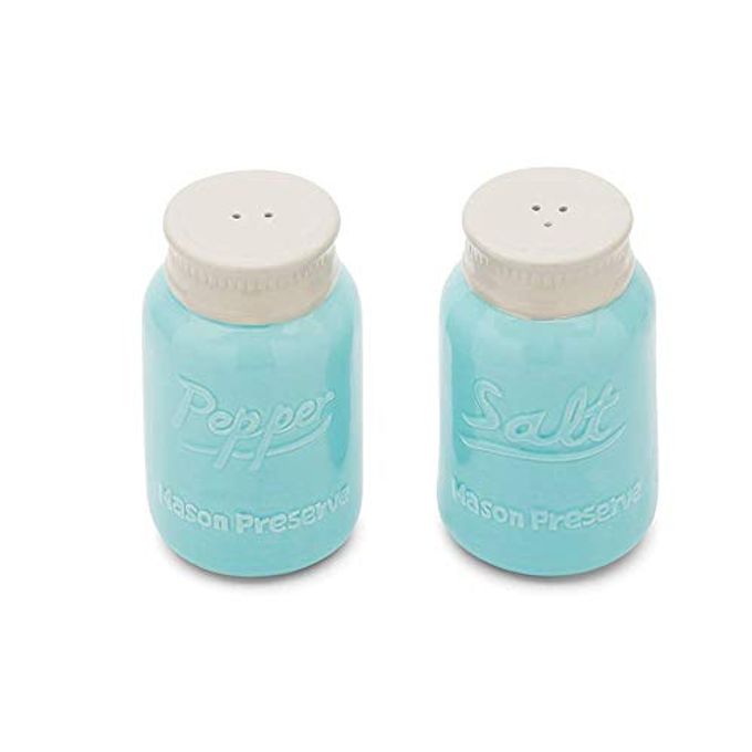 Fox Run Ceramic Mason Jar S&P Shakers, Salt and Pepper, Blue - Image 5