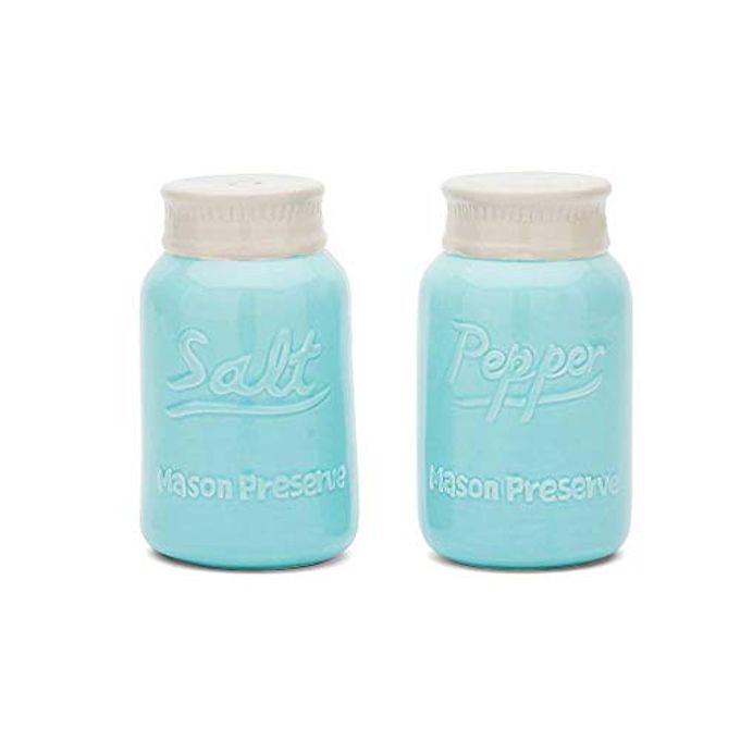 Fox Run Ceramic Mason Jar S&P Shakers, Salt and Pepper, Blue - Image 4