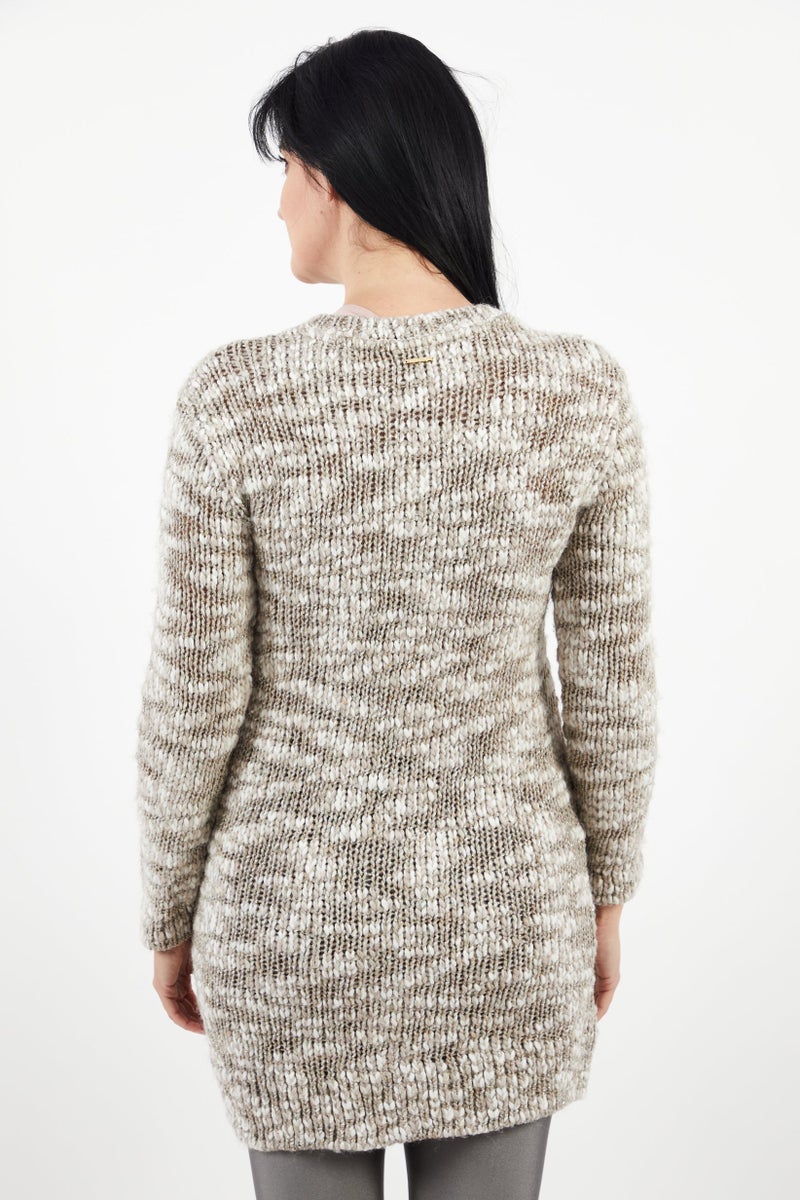 One Step Women Split Neck Button Front Cardigan, Grey  - Image 4