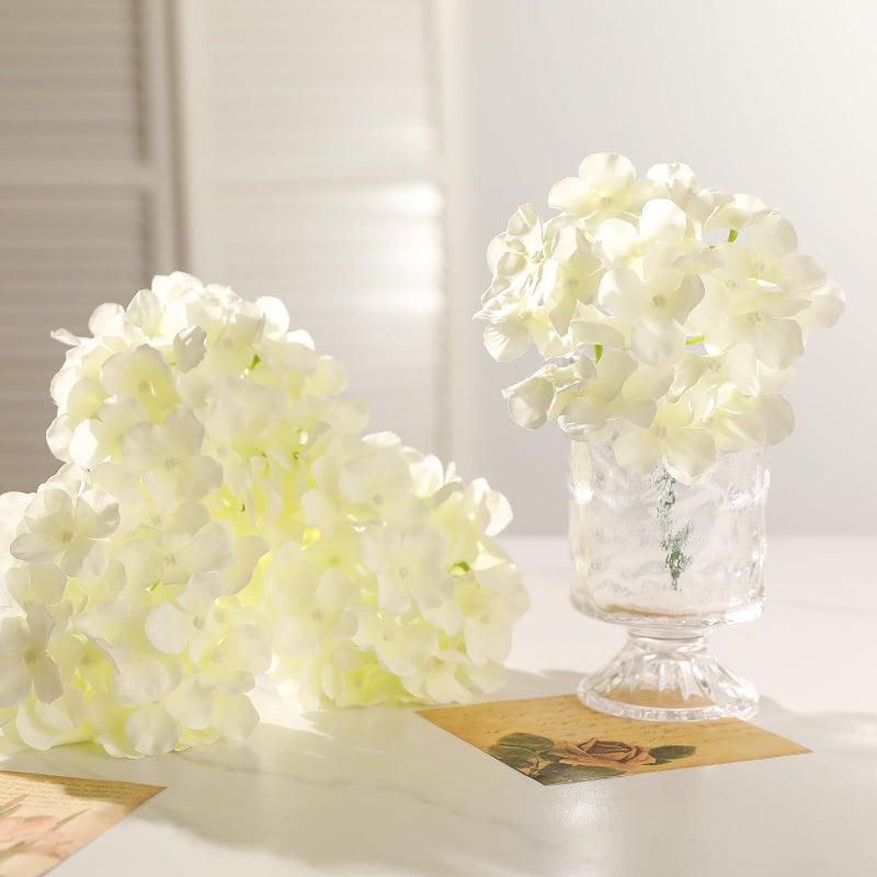 Tifuly 24 Pcs White Hydrangea Artificial Flowers Bulk, Faux Hydrangea Full Flowers Heads with Stems, Fake Silk Flowers for Wedding, Garden, Home, Party Decoration - Image 4