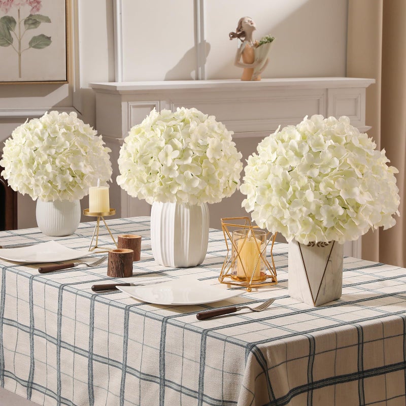 Tifuly 24 Pcs White Hydrangea Artificial Flowers Bulk, Faux Hydrangea Full Flowers Heads with Stems, Fake Silk Flowers for Wedding, Garden, Home, Party Decoration - Image 5