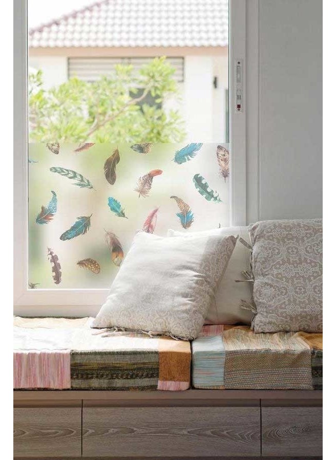 d-c-fix 334-0038 Colorful Feather Pattern Static Glass Foil (45CM x 1mt)  - Image 4