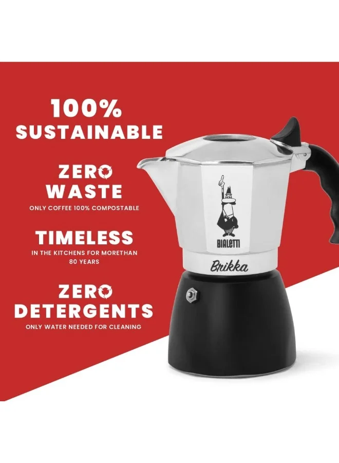 BIALeTTI Bialetti Brikka Aluminium Stovetop Coffee Maker 4 Cup (180ml)