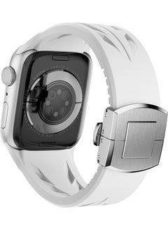 ZORE Apple Watch 7 45MM KRD-127 Metal Buckle Silicone Strap-Black  - Image 2