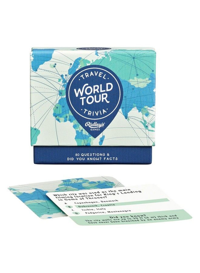 Ridley's World Tour Travel Trivia Card Game Trivia Game For Adults And Kids 2+ Players Includes 80 Questions And Bonus Facts Fun Quiz Cards Makes A Great Gift 1 Ea - Image 1