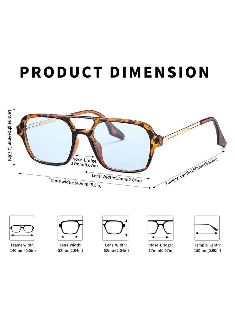 Excefore 3 Pc Vintage 70s Flat Aviator Sunglasses for Women Men, Retro Square Glasses UV400 Protection Shades - Image 4