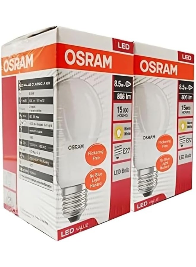 Led مصباح أوسرام LED - E27 8.5 واط ضوء أبيض دافئ مجموعة 2 قطعة حزمة ترويجية - Image 3