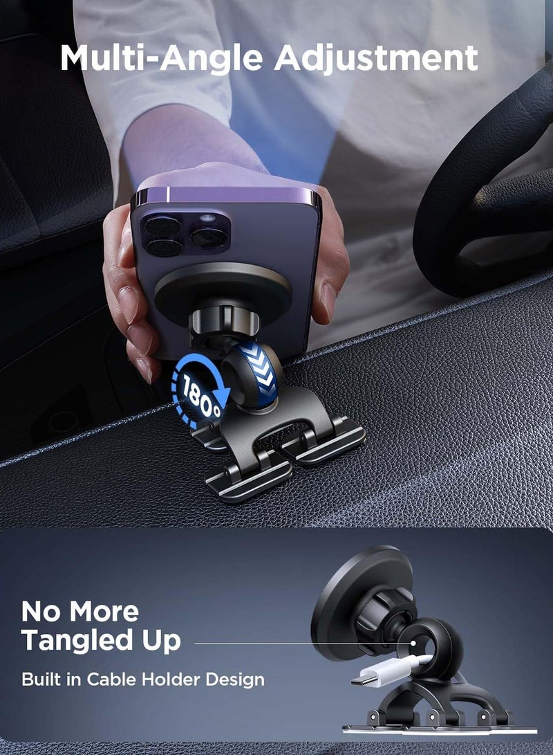 Excefore For MagSafe Car Mount, Ultra Stable 3X Adhesion Sturdy Metal Hook Multi-Angle Rotated Magnetic Phone Holder for Car Dash, Vent Magnet Car Mount for iPhone 15 14 13 & for Magsafe Case - Image 4