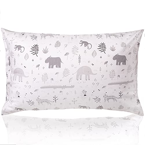 WeeSprout Mini Toddler Pillow for Kids Sleeping  Organic Cotton Shell  Pillowcase with Soft  Supportive Polyfiber Filling  Good for Travel Machine Washable 18 x 13 x 3 Safari