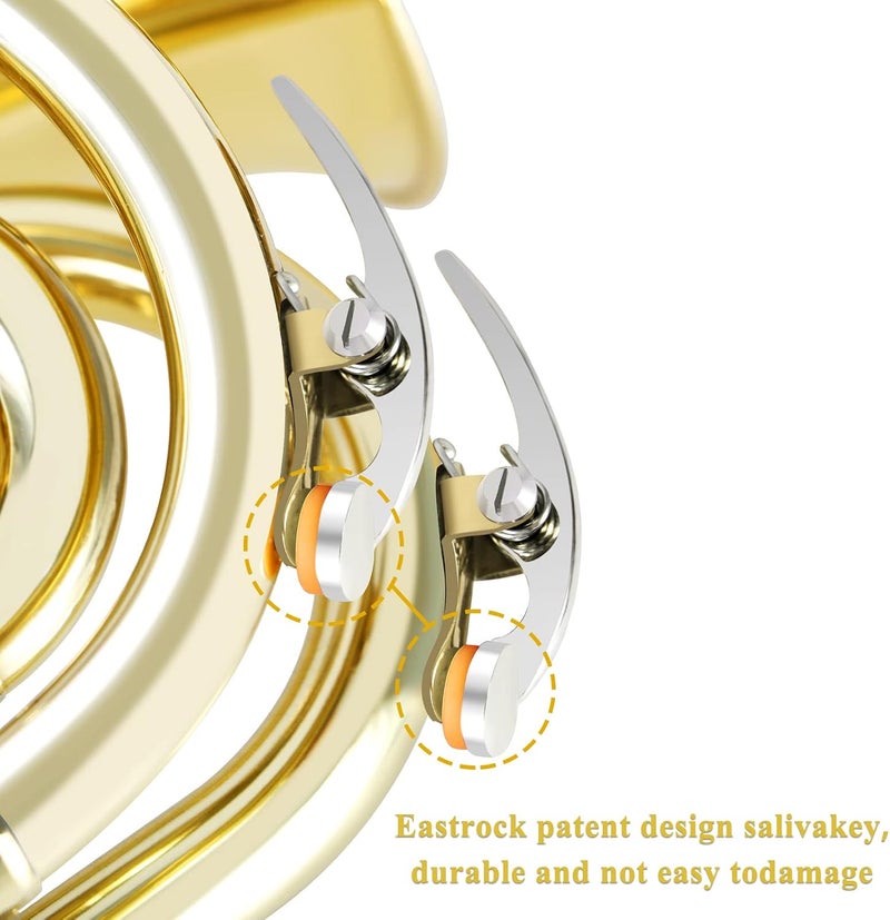 EastRock Pocket Trumpet Brass Bb Gold Lacquer Mini Trumpet with 7 C Mouthpiece, Hard Case, Strap, White Gloves, Cleaning Kit for Students and Beginners - Image 3