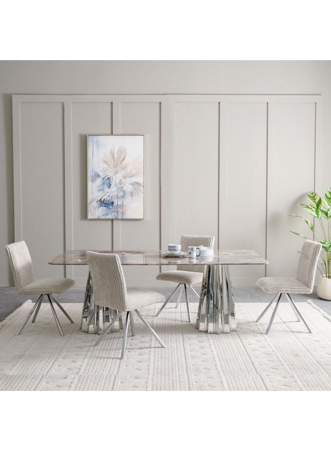 DANUBE HOME Derin 1+8 Dining Set With Swivel Chair Grey/Beige  - Image 1