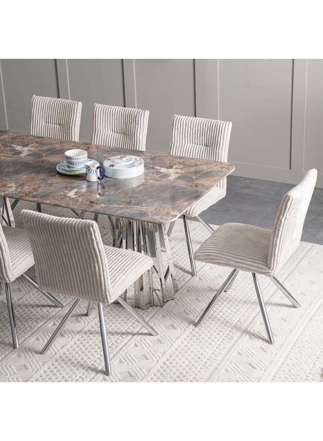 DANUBE HOME Derin 1+8 Dining Set With Swivel Chair Grey/Beige  - Image 2