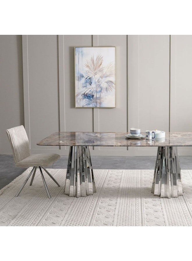DANUBE HOME Derin 1+8 Dining Set With Swivel Chair Grey/Beige  - Image 3