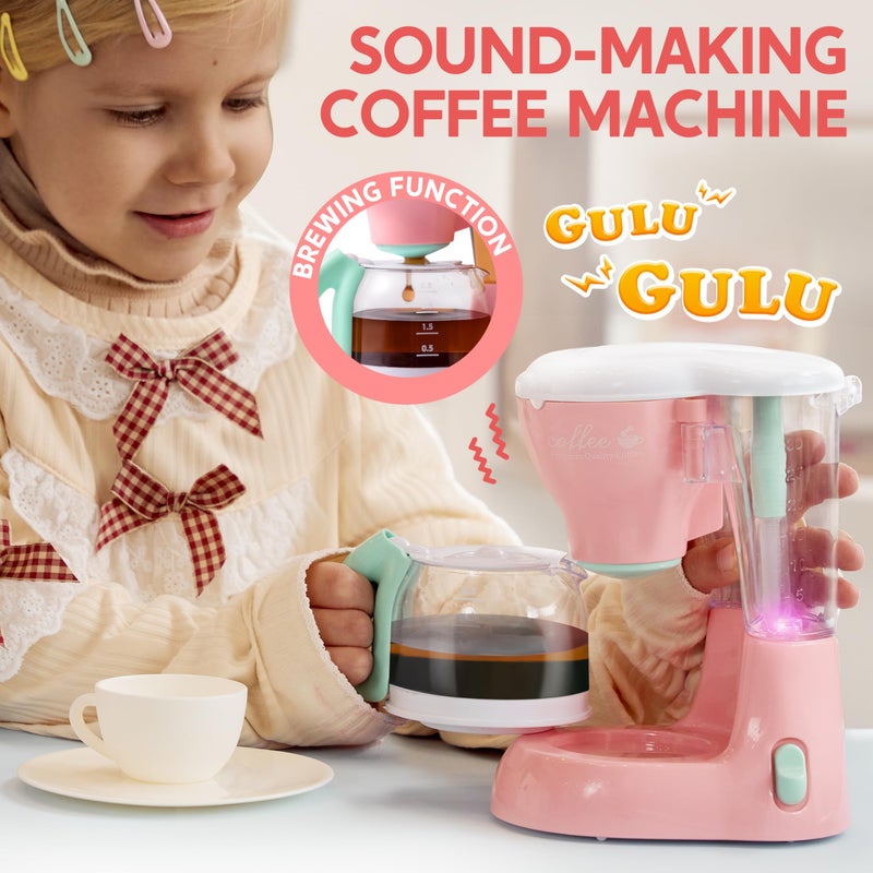 Joyin Play Kitchen Toys, Pretend Food Kitchen Accessories Girls Toy with Coffee Maker, Mixer, Toaster with Realistic Lights& Sounds, Birthday Gift for Kids Gifts for Christmas - Image 3