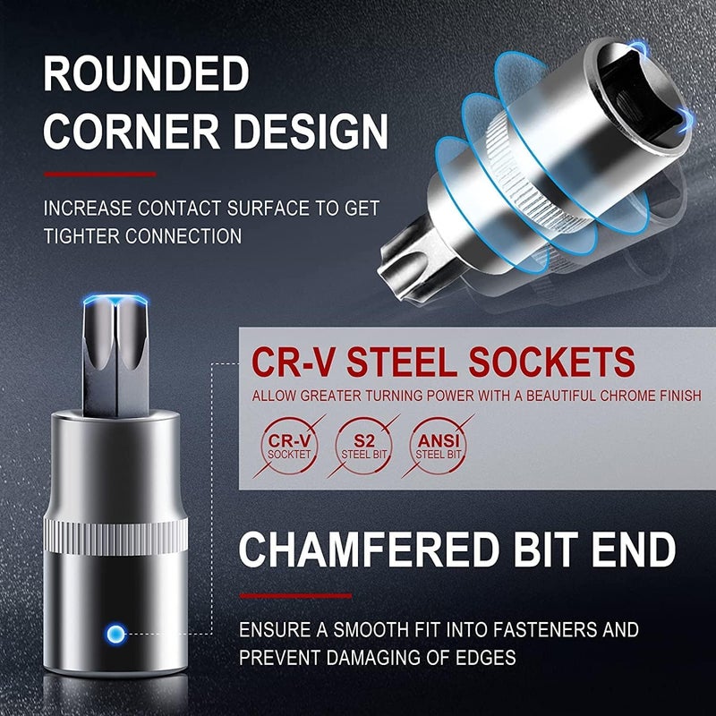 HELLARO VZ-TK-108 Pcs Sleeve Tool Set Socket Wrench And Metric 1/4 And 1/2 Drive Socket Set, Extension Bars, Sockets,Quick Release Reversible Ratchet Wrench, Box End - Image 4