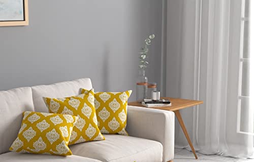 Urban Space Decorative Cotton Cushion Cover Set of 3, 16 inch x 16 inch Cushion Covers for Sofa, Bedroom, Living Room (Motiff Mustard, Cushion Cover 40cm x 40cm, Set of 3) - Image 3