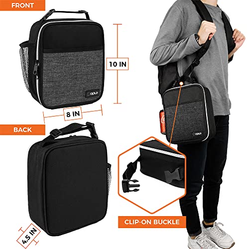 opux Premium Insulated Lunch Box, Soft School Lunch Bag for Kids Boys Girls, Leakproof Small Lunch Pail Men Women Work, Reusable Compact Cooler Tote Lunchbox for Office Adult, Heather Charcoal - Image 3