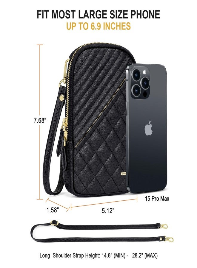nuoku Small Crossbody Bags for Women Vegan Leather Cell Phone Wallet Purses with Double Zipper,RFID Wallet Purses with Adjustable Strap,Black - Image 5