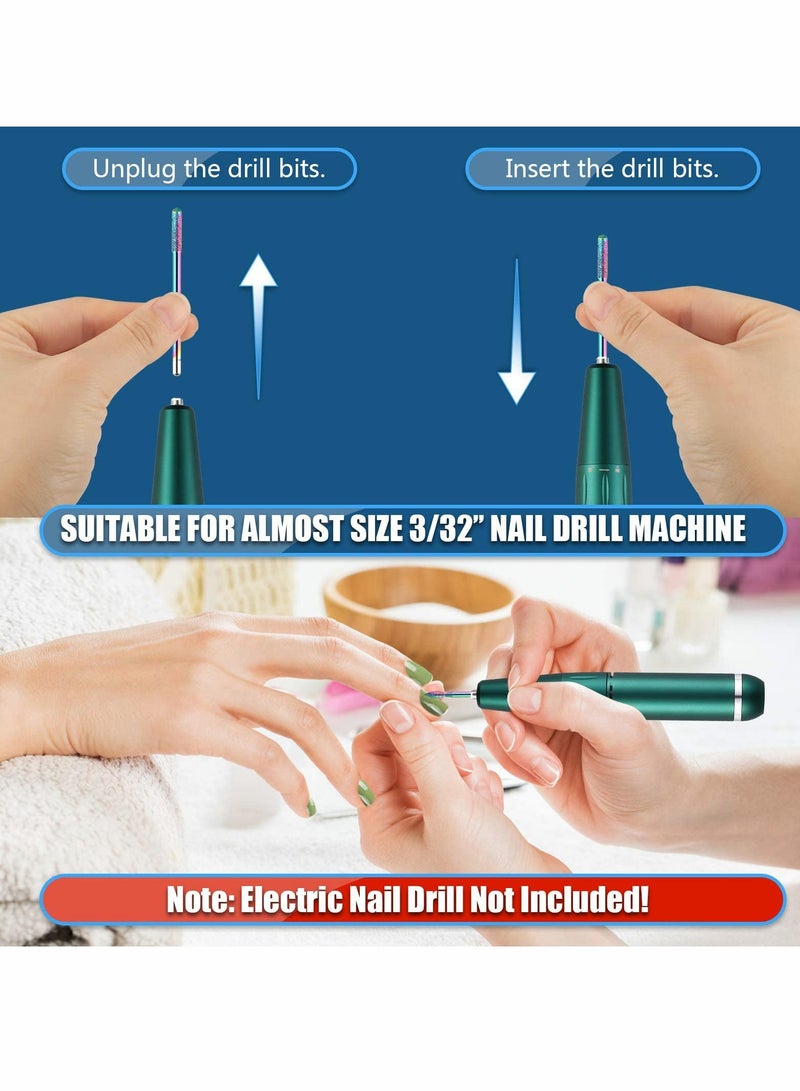KASTWAVE Nail Drill Bits Sets, 19pcs 3/32 Inch Diamond Cuticle Electric Nail File and Ceramic Acrylic Gel Nail Bit Kit, Acrylic Nail Art Tools, Carbide Cuticle Remover Bits for Manicure Pedicure, Home Salon - Image 5