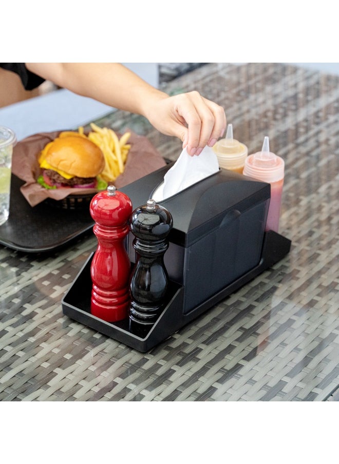 Restaurantware 7 Inch x 6.5 Inch Napkin Holders, 10 Rectangle Napkin Dispensers - Tabletop, Easy Access, Black Plastic Commercial Napkin Dispensers, Refillable, For Countertops  - Image 5