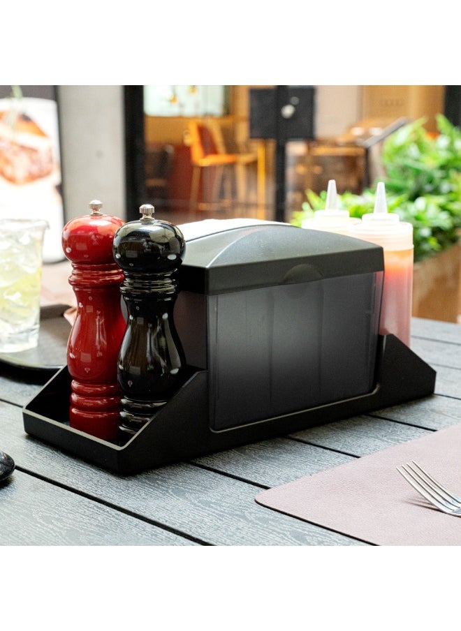 Restaurantware 7 Inch x 6.5 Inch Napkin Holders, 10 Rectangle Napkin Dispensers - Tabletop, Easy Access, Black Plastic Commercial Napkin Dispensers, Refillable, For Countertops  - Image 4