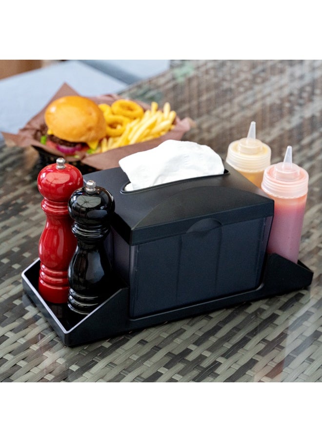 Restaurantware 7 Inch x 6.5 Inch Napkin Holders, 10 Rectangle Napkin Dispensers - Tabletop, Easy Access, Black Plastic Commercial Napkin Dispensers, Refillable, For Countertops  - Image 3