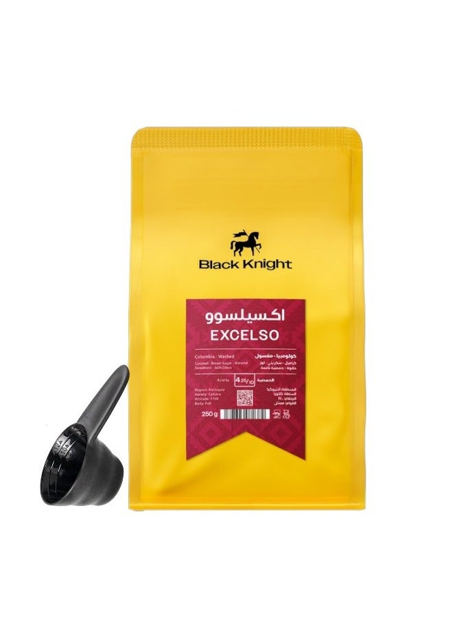 Black Knight Coffee bean excelso colompia 250g for Espresso And Filter 250G Unground roasted coffee beans for specialty coffee With a coffee scale spoon  - Image 1