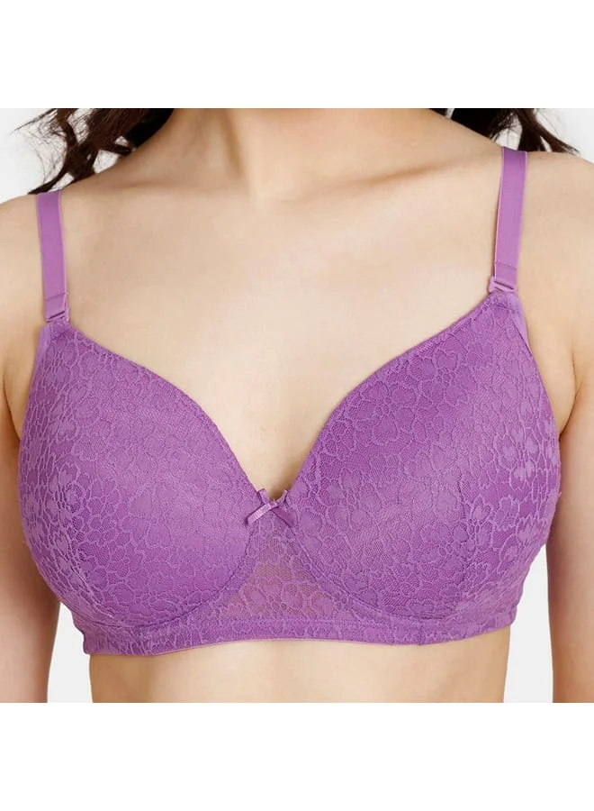zivame Zivame Lace Non-Wired Padded T-shirt Bra with Adjustable Straps