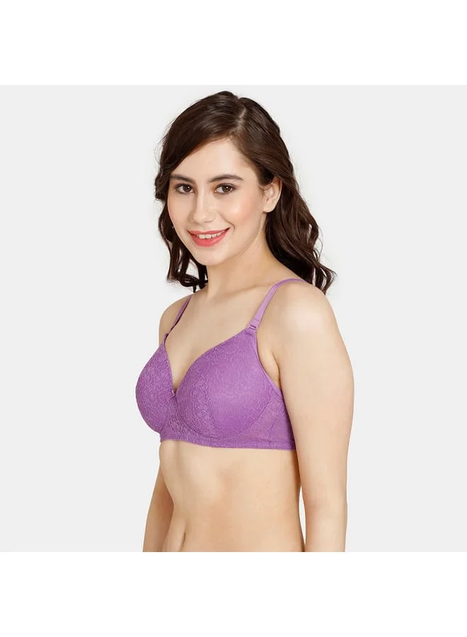 zivame Zivame Lace Non-Wired Padded T-shirt Bra with Adjustable Straps