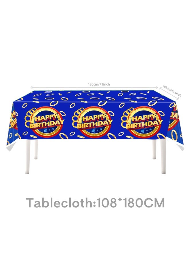 Blue Hedgehog Suonik Coin Game Theme Birthday Party Decoration Set (236 Pieces Including 20 Party Accessories, Disposable Tableware, Backdrop & Decorations)  - Image 3