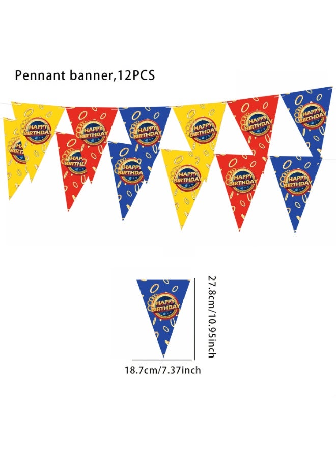 Blue Hedgehog Suonik Coin Game Theme Birthday Party Decoration Set (236 Pieces Including 20 Party Accessories, Disposable Tableware, Backdrop & Decorations)  - Image 5