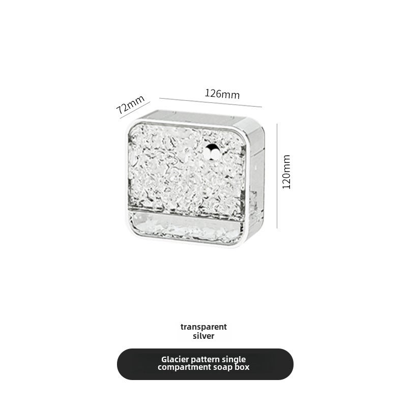 Household Soap Box Light Luxury Toilet Wall Hanging Wall with Lid Soap Box Bathroom Drain Box Soap Rack Soap Box(small size-clear silver) - Image 1
