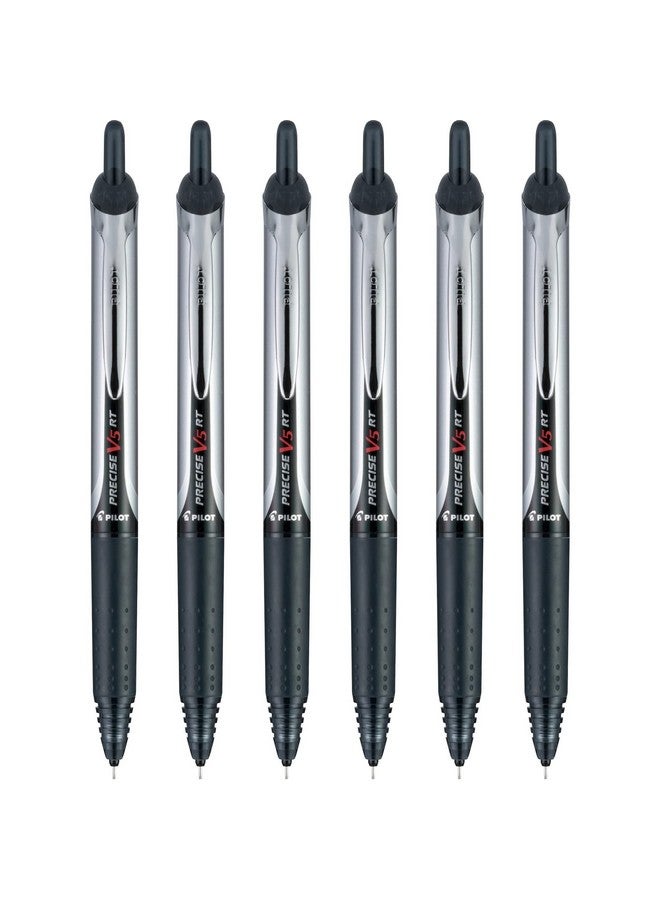 بايلوت أقلام حبر دوارة قابلة لإعادة التعبئة والسحب Precise V5 Rt، ذات رأس رفيع للغاية 0.5 مم، لون أسود، عبوة من 6 قطع - Image 1